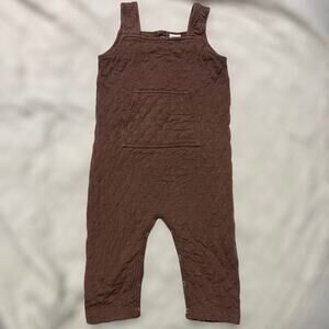 Kate Quinn Organics Quilted bamboo overalls brown 12-18months